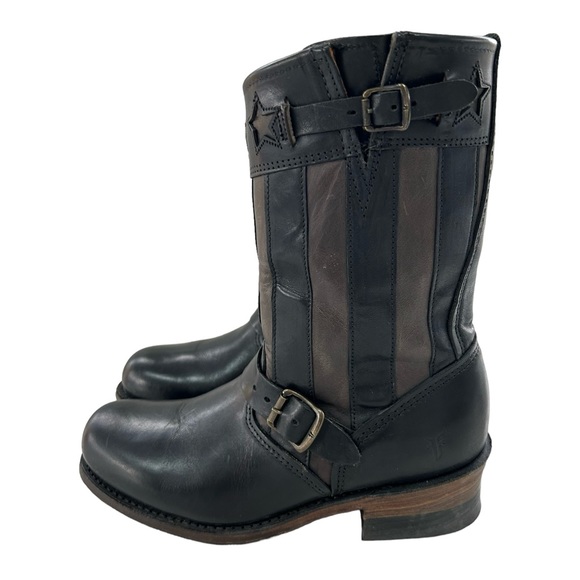 FRYE Engineer Americana Black Grey Stars & Stripes 150...